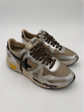 Golden Goose Running Sole Silver Sneakers Unisex Size 8/41